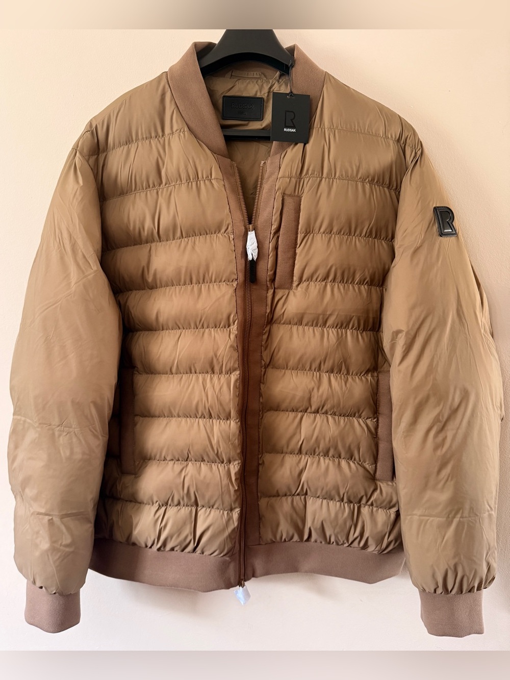 Rudsak Men’s Tan Quilted Bomber Jacket(brand new)